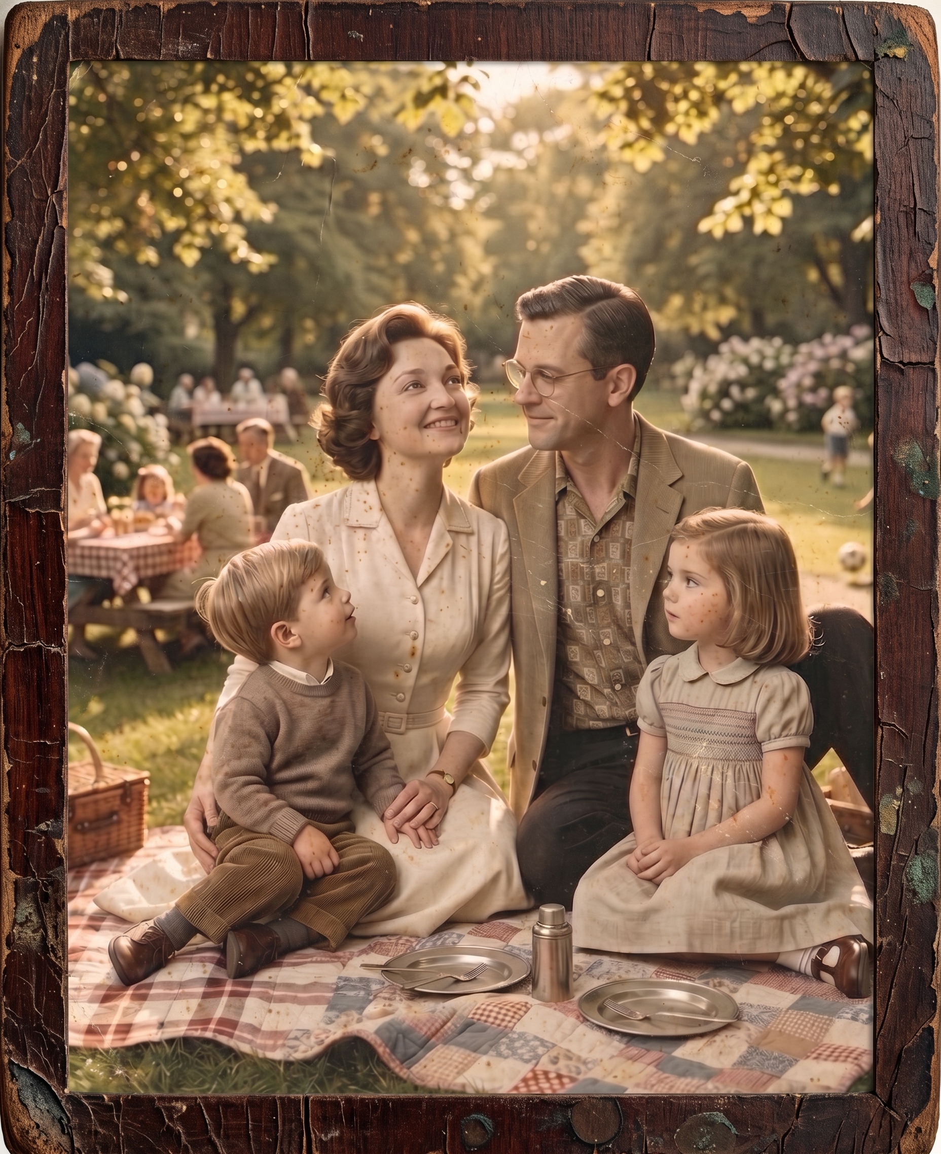 Sunday in the park with her husband and two children.